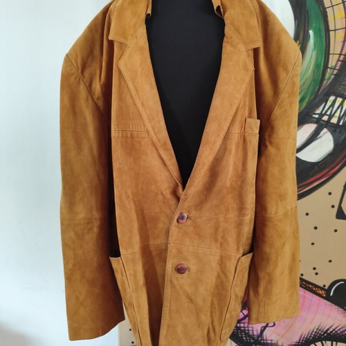 Castor leather men's jacket L, like new, tan color