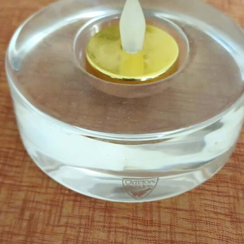 Glass tealight candle holder like new, height 4cm, diameter 31cm, width 10cm