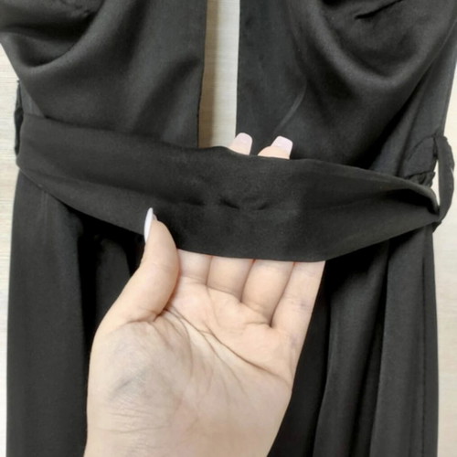 Zini iconic maxi satin slit backless halter dress