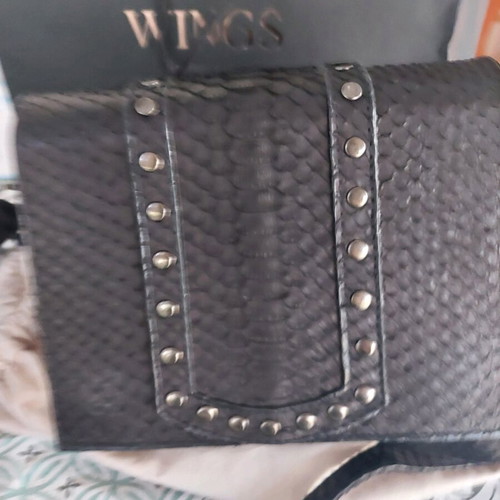 Wings shoulder bag handmade new, black with studs