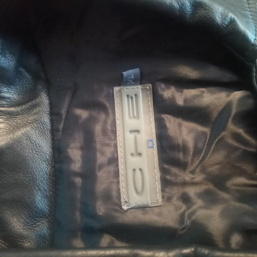 Chevignon leather long coat men's XL used, black