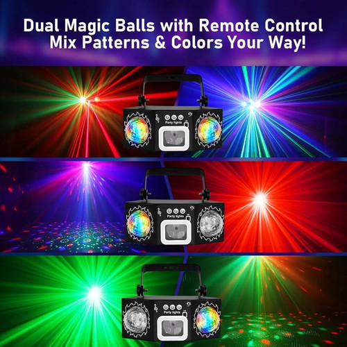 LED disco light with dual balls, sound activated, new