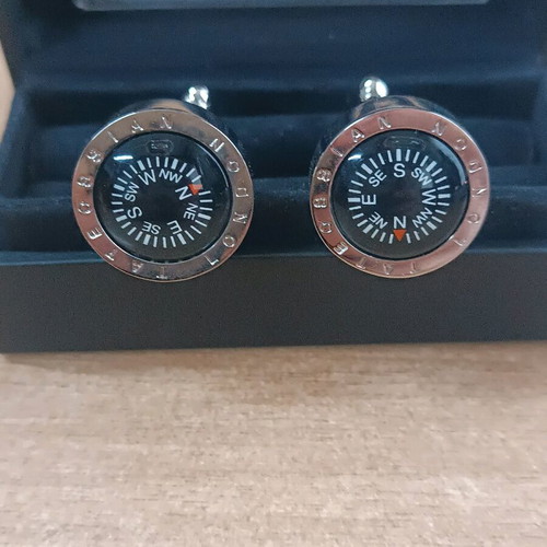 Tateossian London Maritime cufflinks new with silver compass