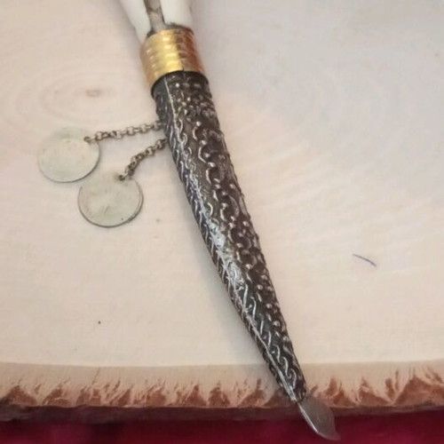Silver 900 Cretan decorative knife like new with bone handle