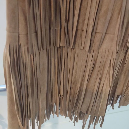 Suede pants with fringes new, size 38, camel color