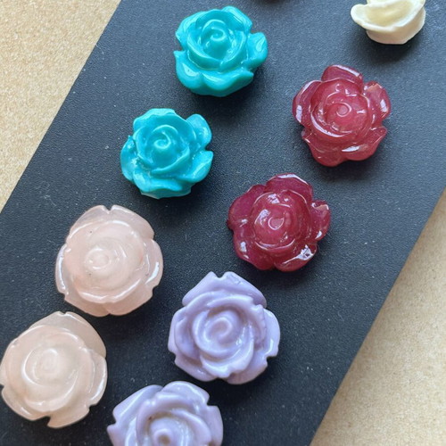 Vintage rose earrings set, 6 pairs, multicolor