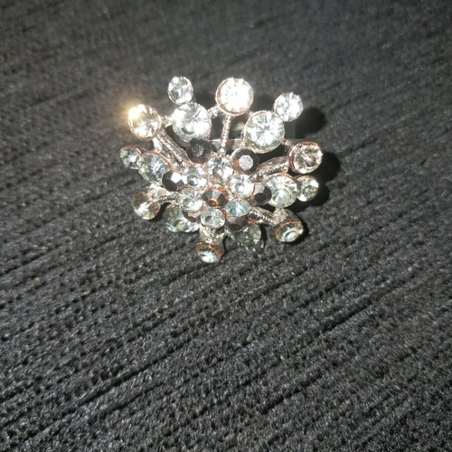 Adjustable crystal ring silver, like new