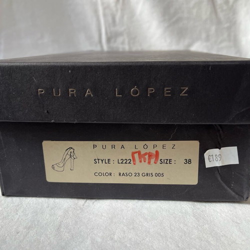 Pura López gray satin peep-toe pumps like new size 38