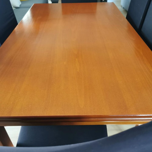 Wooden dining set with 6 chairs, extendable table 140x80 to 160x80 cm