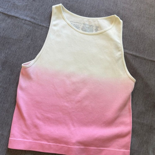 Primark Cares ribbed sleeveless crop top ombre pink white
