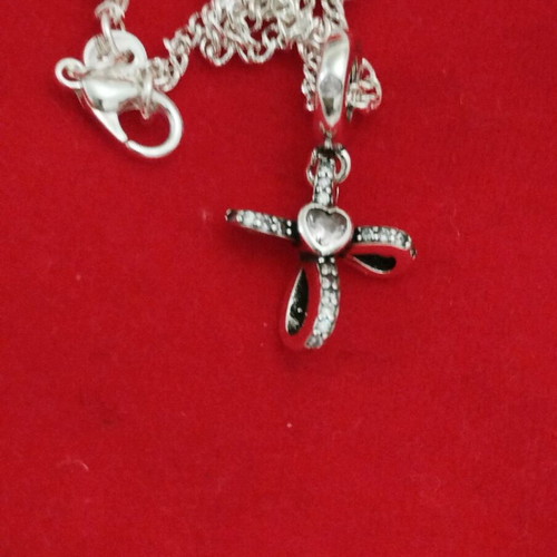 Silver 925 chain necklace about 45cm with silver cross pendant new