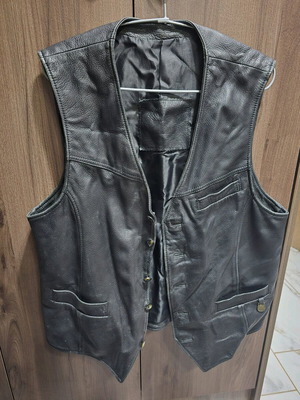 Masens leather vintage vest used, black, size M