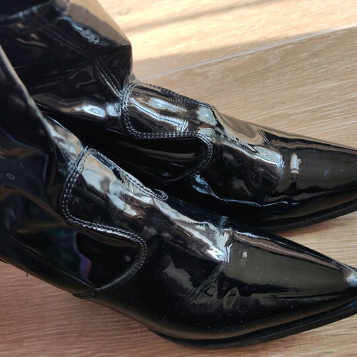 H&M cowboy boots used, patent leather, genuine leather, size 38 black