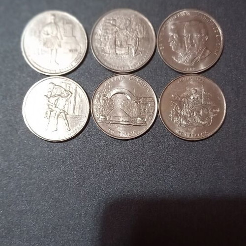 Set of 6 500 Drachma coins Athens 2004 new