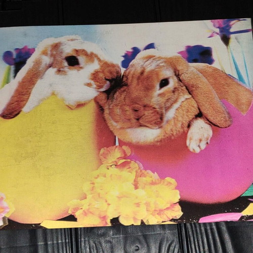 3D Picture With Bunnies In Eggs, Like New, 39x29 cm