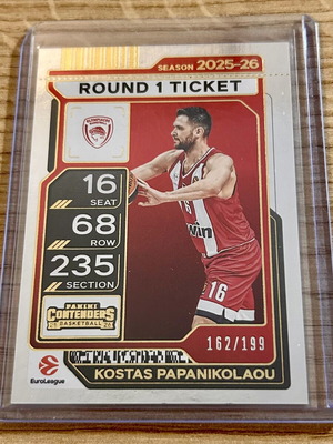 Kostas Papanikolaou Panini Euroleague 2025-26 numbered card new