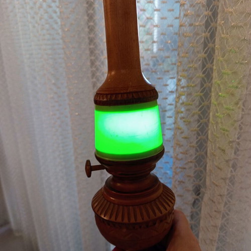 Vintage Handmade Metsovo Wood Carved Table Lamp used