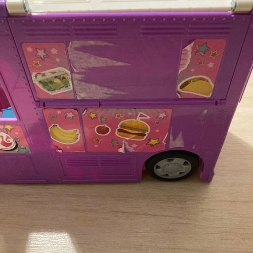 Barbie food truck used with accessories and sticker defect