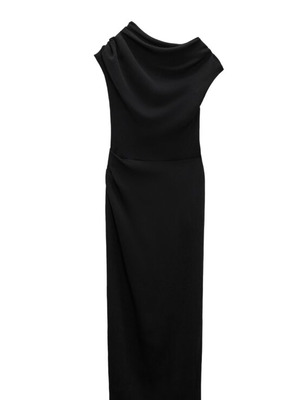Zara long black dress with back opening new