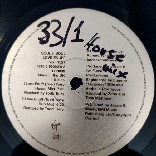 Soul II Soul Love Enuff 12'' Vinyl Maxi Single used, original UK 1995