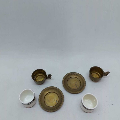 Set of 2 vintage collectible brass coffee cups used from Turkey