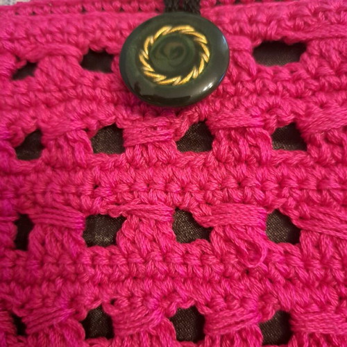 Handmade crossbody bag new, two-tone fuchsia and black