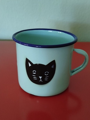 Finel Arabia Finland Cat & Mouse Vintage Enamel Mug like new
