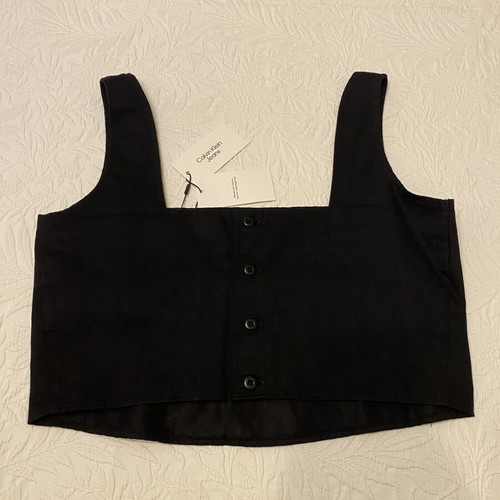 Calvin Klein linen crop top new, size S, black