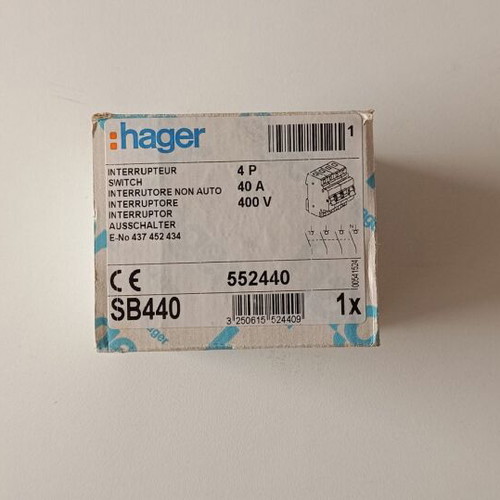 Hager SB440 four-pole panel switch new 40A 400V