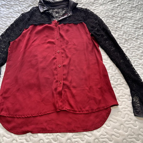 Bordeaux Shirt with Lace and Leather like new, made in Italy