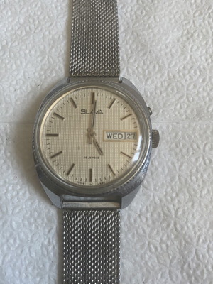 Slava vintage men's mechanical wristwatch used, 21 jewels, USSR