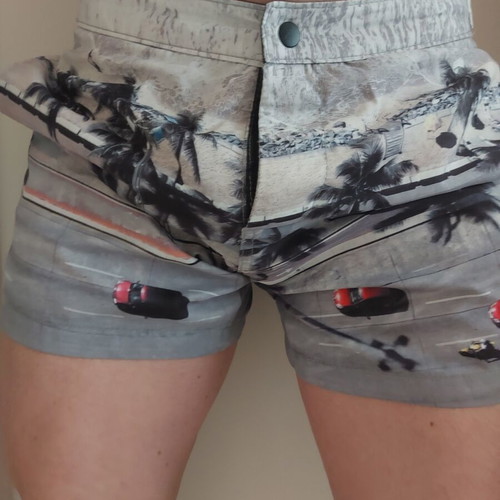 H&M men's swim shorts small used, multicolor