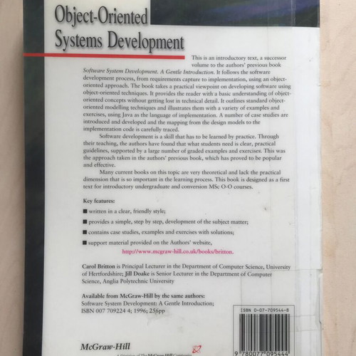 Object-Oriented Systems Development book used, English