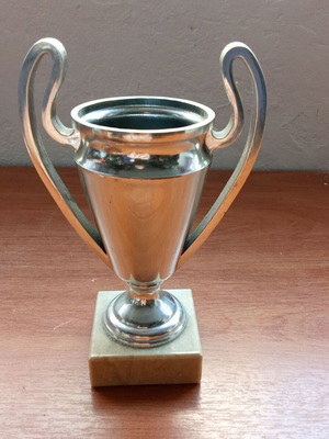 Small Champions League replica trophy on marble base like new, 2000s