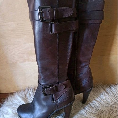 DKNYC leather boots brown like new, 9 cm heel