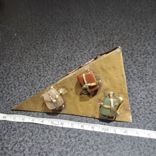 Vintage brass pyramid 13cm with semi-precious stones used