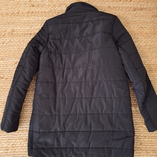 Stradivarius women's medium-length jacket like new, black, thick with high collar