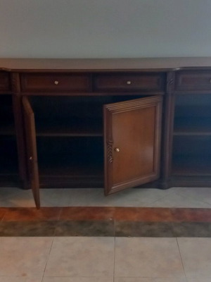 Complete dining set like new with 6 petrol alcantara chairs