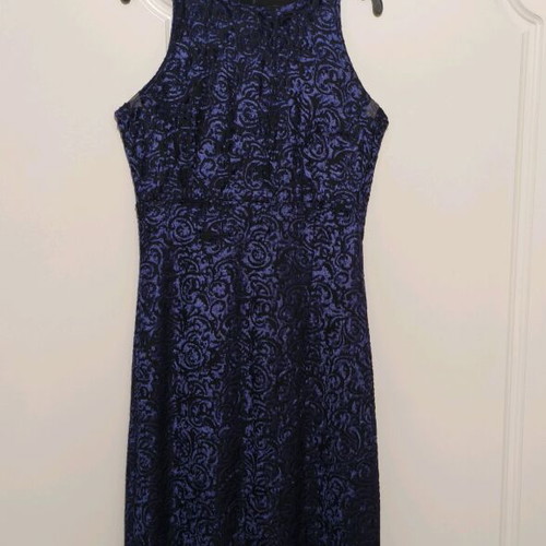 Ganas dark blue dress with velvet details like new