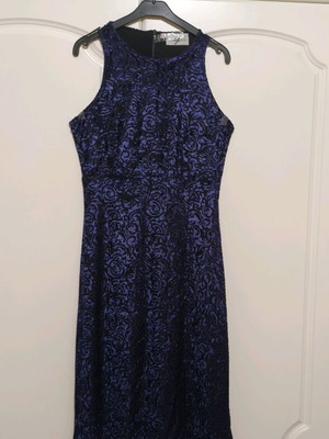 Ganas dark blue dress with velvet details like new