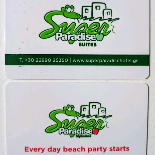Super Paradise Mykonos hotel key card with rfid new