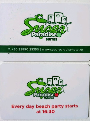 Super Paradise Mykonos hotel key card with rfid new