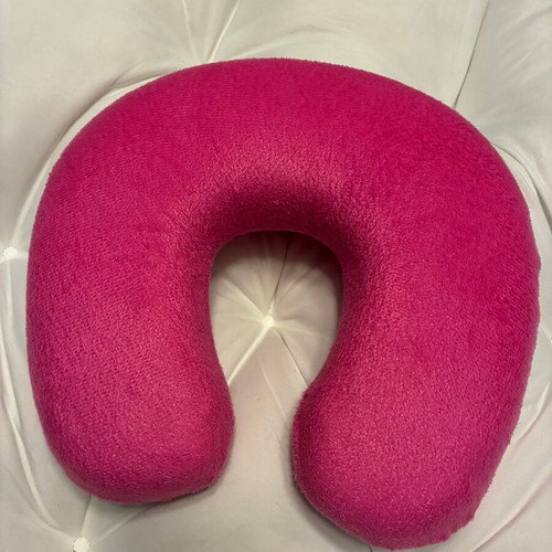 Neck pillows set of 2 for airplane, pink and light blue with zipper