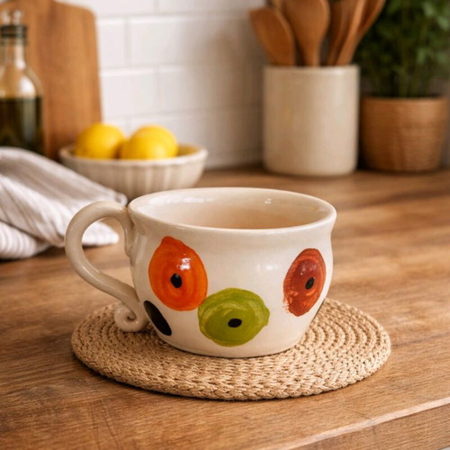 Ceramic cup new, handmade unique design