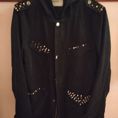 Osley Black Rock Coat with Hood Size M Like New