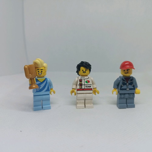 Lego set 3 figures like new artist skating, rally driver, pilot
