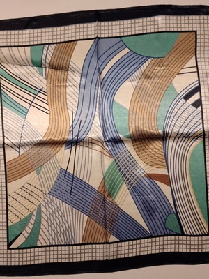 Μαντήλι καινούργιο, 35% silk 65% polyester, 62x62 εκ., μαύρο πολύχρωμο