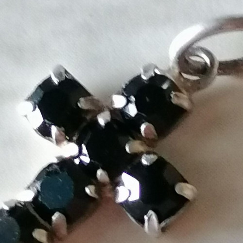 Silver 925 Cross with Black Zircons new