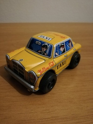 Tin toy taxi yellow cab 1960's, like new, Japan