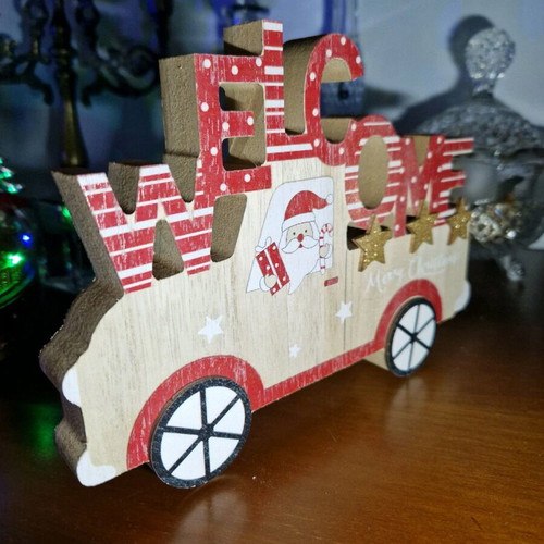 Christmas wooden decoration with Santa Claus new